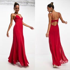 ASOS DESIGN ruched bust chiffon panelled corset maxi dress